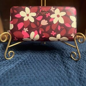 Kate Spade Jackson Forest Floral Continental Long Leather Wallet